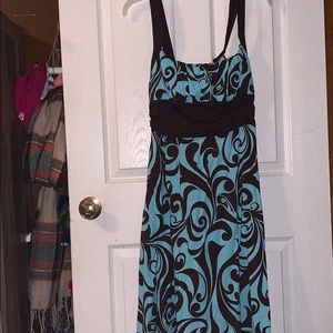 Teal and brown dress